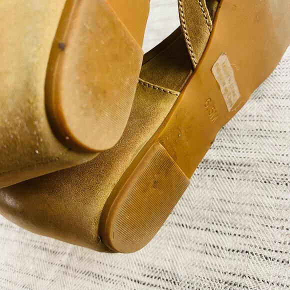 Jeffrey Campbell Tan Leather‎ Wedge Peep Toe Sandals Ankle Lace Up Closure 6.5 - Picture 6 of 8